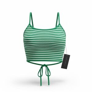 Boutique NWT Women’s Green Striped Crop Tank Top Assorted Sizes